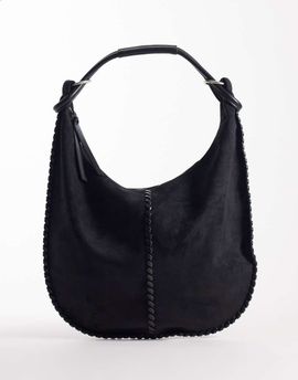 Abercrombie & Fitch Abercrombie & Fitch faux suede tote bag with whipstitch detail in black