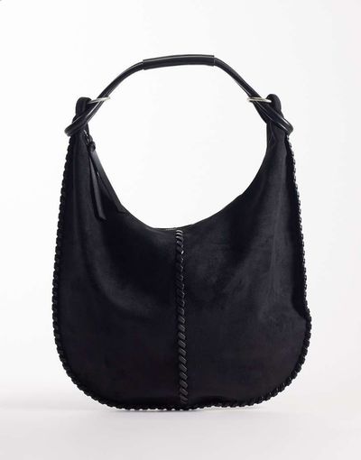 Abercrombie & Fitch Abercrombie & Fitch faux suede tote bag with whipstitch detail in black