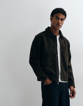 Abercrombie & Fitch Abercrombie & Fitch faux suede zip up jacket in brown