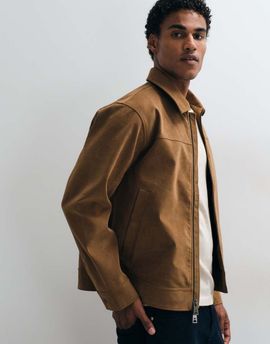 Abercrombie & Fitch Abercrombie & Fitch faux suede zip up jacket in light brown