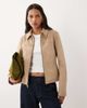 Abercrombie & Fitch Abercrombie & Fitch fitted 90s faux suede jacket in cream-White - 1