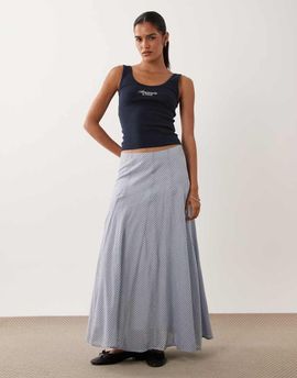 Abercrombie & Fitch Abercrombie & Fitch flowy midaxi skirt in micro blue plaid