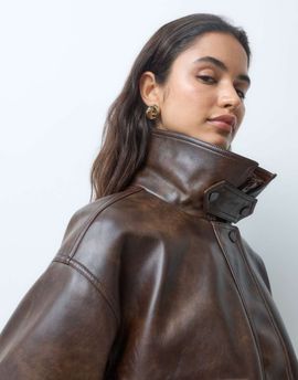 Abercrombie & Fitch Abercrombie & Fitch funnel neck bomber jacket in washed brown