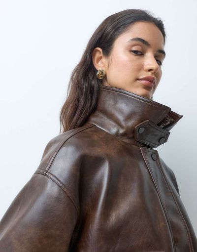 Abercrombie & Fitch Abercrombie & Fitch funnel neck bomber jacket in washed brown