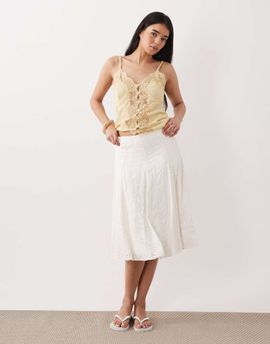 Abercrombie & Fitch Abercrombie & Fitch godet midi skirt in cream-White