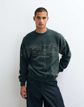 Abercrombie & Fitch Abercrombie & Fitch graphic crew neck sweatshirt in washed green