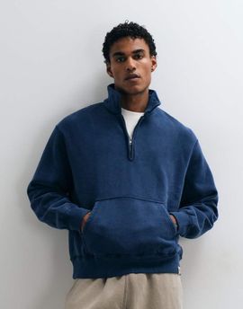 Abercrombie & Fitch Abercrombie & Fitch heavyweight 1/4 zip sweatshirt in washed blue
