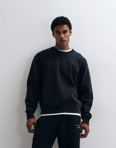 Abercrombie & Fitch Abercrombie & Fitch heavyweight crew neck sweatshirt in washed black