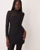 Abercrombie & Fitch Abercrombie & Fitch high neck open back mesh mini dress in black spots - 1