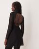 Abercrombie & Fitch Abercrombie & Fitch high neck open back mesh mini dress in black spots - 3