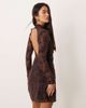 Abercrombie & Fitch Abercrombie & Fitch high neck open back mini dress with bra insert in brown floral - 1