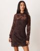 Abercrombie & Fitch Abercrombie & Fitch high neck open back mini dress with bra insert in brown floral - 2
