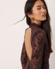 Abercrombie & Fitch Abercrombie & Fitch high neck open back mini dress with bra insert in brown floral - 3