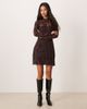 Abercrombie & Fitch Abercrombie & Fitch high neck open back mini dress with bra insert in brown floral - 4