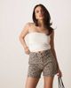 Abercrombie & Fitch Abercrombie & Fitch high rise denim dad shorts in leopard print-Multi - 1