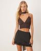 Abercrombie & Fitch Abercrombie & Fitch high rise lace detail satin mini skort in black - 2