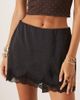 Abercrombie & Fitch Abercrombie & Fitch high rise lace detail satin mini skort in black - 3