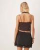 Abercrombie & Fitch Abercrombie & Fitch high rise lace detail satin mini skort in black - 4