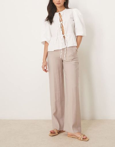 Abercrombie & Fitch Abercrombie & Fitch high rise loose pants in beige-Neutral