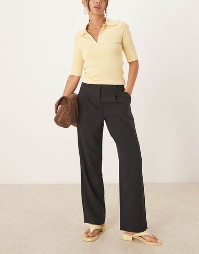 Abercrombie & Fitch Abercrombie & Fitch high rise midweight straight leg pants in black