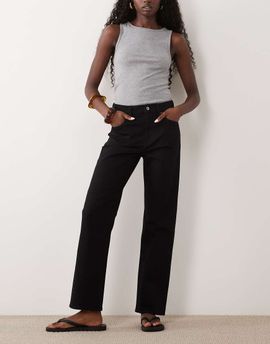 Abercrombie & Fitch Abercrombie & Fitch high rise straight leg jeans in black