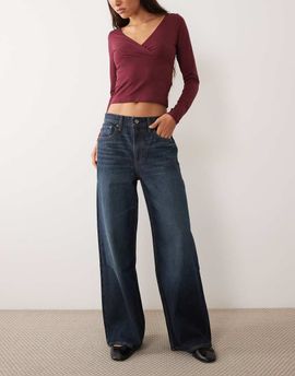 Abercrombie & Fitch Abercrombie & Fitch high rise wide leg jeans dark blue wash