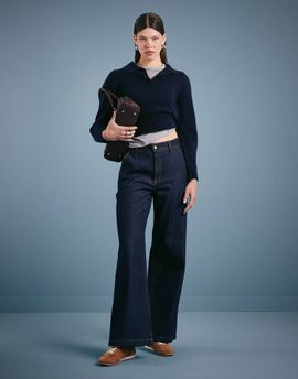 Abercrombie & Fitch Abercrombie & Fitch high rise wide leg jeans in indigo blue