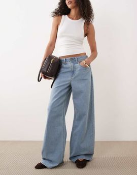 Abercrombie & Fitch Abercrombie & Fitch high rise wide leg jeans in light blue wash