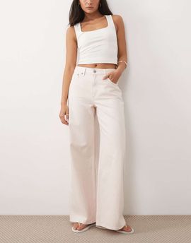 Abercrombie & Fitch Abercrombie & Fitch high rise wide leg jeans in light pink