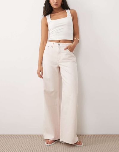 Abercrombie & Fitch Abercrombie & Fitch high rise wide leg jeans in light pink