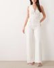 Abercrombie & Fitch Abercrombie & Fitch high rise wide leg jeans with frayed hem in white - 1