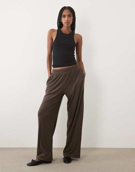 Abercrombie & Fitch Abercrombie & Fitch high rise wide leg jogging bottoms in brown
