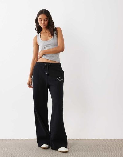 Abercrombie & Fitch Abercrombie & Fitch high rise wide leg sweatpants in black