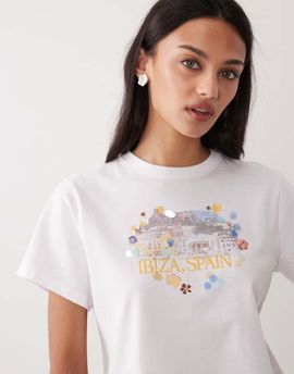 Abercrombie & Fitch Abercrombie & Fitch Ibiza graphic baby tee in white