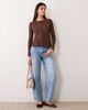 Abercrombie & Fitch Abercrombie & Fitch icon logo rib knit button up top in brown - 2