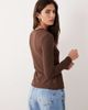 Abercrombie & Fitch Abercrombie & Fitch icon logo rib knit button up top in brown - 3
