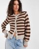 Abercrombie & Fitch Abercrombie & Fitch knit crew neck cardigan in brown and cream stripes-White - 1