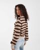 Abercrombie & Fitch Abercrombie & Fitch knit crew neck cardigan in brown and cream stripes-White - 4