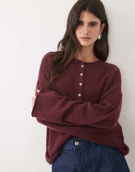 Abercrombie & Fitch Abercrombie & Fitch knit high neck cardigan in burgundy-Brown