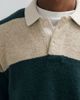 Abercrombie & Fitch Abercrombie & Fitch knit long sleeve button up polo sweater with contrast collar in green and cream stripes-Multi - 2