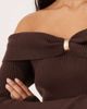 Abercrombie & Fitch Abercrombie & Fitch knit off shoulder mini dress with hardware detail in brown - 3