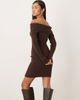 Abercrombie & Fitch Abercrombie & Fitch knit off shoulder mini dress with hardware detail in brown - 4