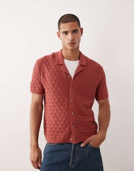 Abercrombie & Fitch Abercrombie & Fitch knit short sleeve polo in burgundy-Red