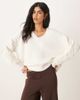 Abercrombie & Fitch Abercrombie & Fitch knit v neck oversized sweater in cream-White - 1