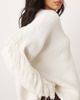 Abercrombie & Fitch Abercrombie & Fitch knit v neck oversized sweater in cream-White - 4