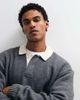 Abercrombie & Fitch Abercrombie & Fitch knitted long sleeve button up polo sweater with contrast collar in gray - 3