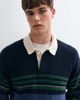 Abercrombie & Fitch Abercrombie & Fitch knitted rugby polo sweater in blue and green stripe-MULTI - 4