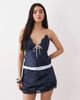 Abercrombie & Fitch Abercrombie & Fitch lace trim satin mini skort in navy polka dots - part of a set - 1