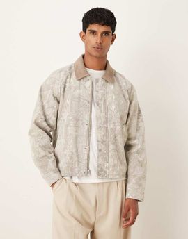 Abercrombie & Fitch Abercrombie & Fitch lightweight cropped barn jacket in camo print-Green