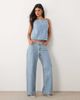 Abercrombie & Fitch Abercrombie & Fitch lighweight denim wide leg tie-up jeans set in blue pinstripe - 1